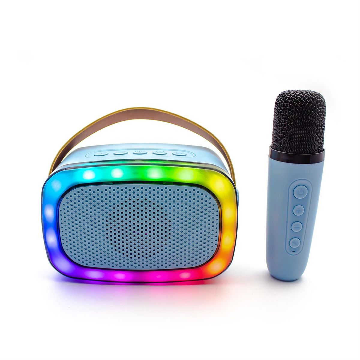 Portable Karaoke Bluetooth Speaker & Wireless Microphone with LED Light - Blue