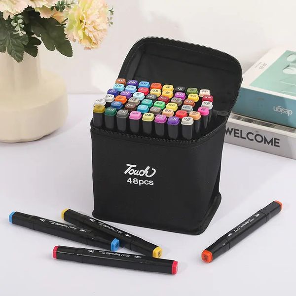 244880 Colors Oily Art Marker Pen Set for Draw Double Headed Sketching Tip Based Markers Graffiti Manga School Suppli 250116
