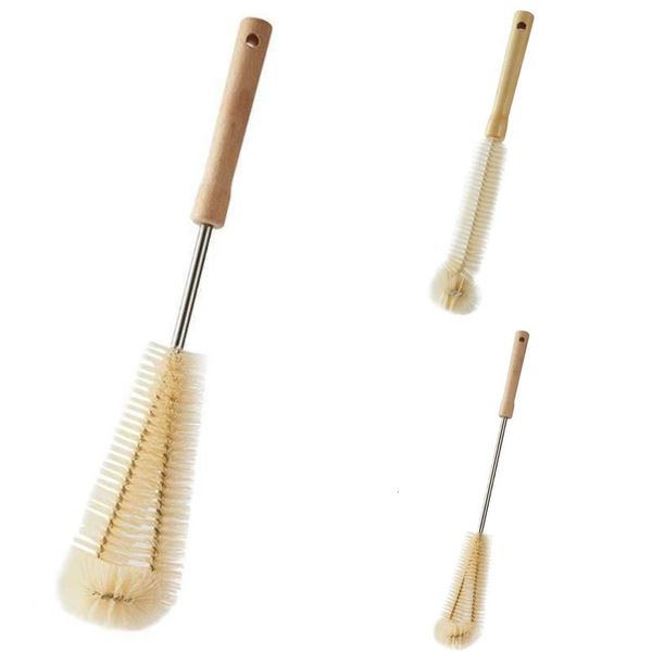 New New Kitchen Cleaning L-Shaped Coffee Tea Glass Cup Baby Bottle Brush Hangable Wooden Handle Cleaner Gadgets