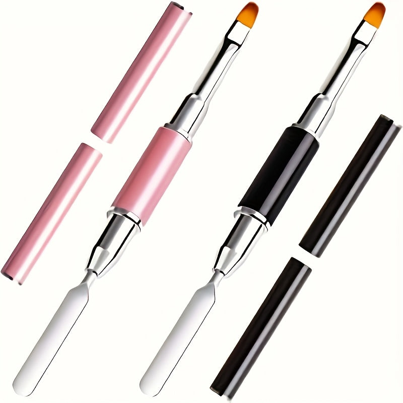 TEMU 2pcs Set Of Uv Gel Double-headed Nail Brushes - Precision Nail Pens For Detail Design, Carving And Decoration - For Nail -