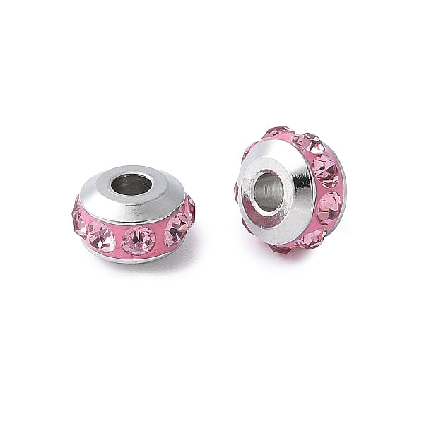 304 Stainless Steel Polymer Clay Rhinestone Beads