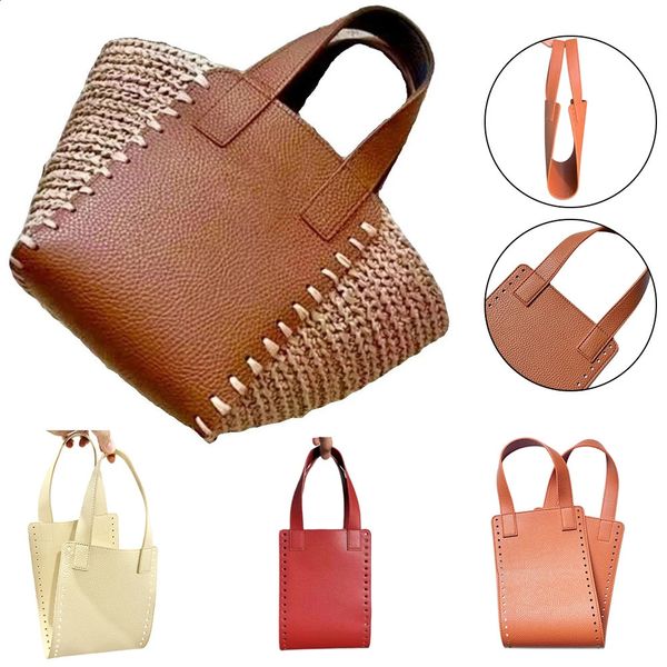 DIY Knitting Handbag Tote Shoulder Sewing Accessories PU Bottoms Handles For Making Crochet Handcraft Bag Parts 240723