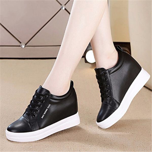 2020 New Autumn Waterproof Wedges Woman Casual Shoes Platform Heels Female Leisure Black White Women Sneakers358 733a