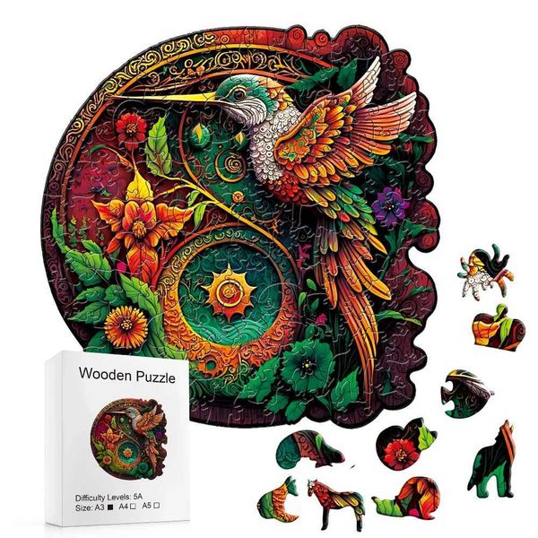 Wooden animal puzzles DIY crafts for adults and children brain teasers 3D wooden puzzle games family interactive educational toys W241109