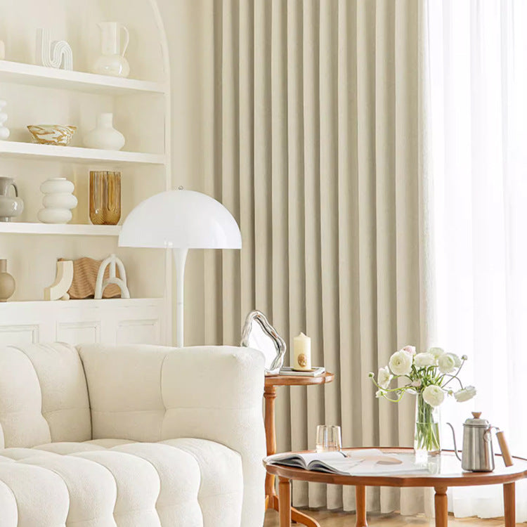 T0166 Free shaping cream velvet chenille curtain quicksand texture light luxury full blackout high blackout curtains bedroom