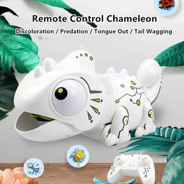 Electric-RC Animals High Simulation Chameleon 2.4G Remote Control RC Robot With Light Sound Effect Tail Swing Extendable Tongue Intelligent