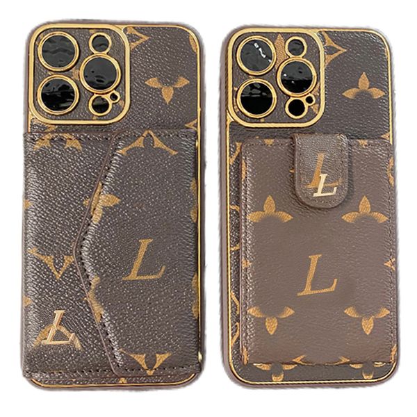 Designer phone case electroplating iPhone 15 16 Pro Max phone case suitable for 14 13 12 11 Pro phone cover with letter printing and card ho