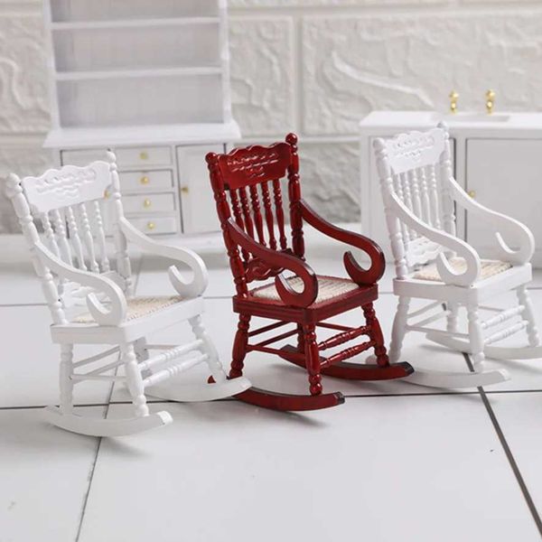112 wooden furniture dollhouse accessories bedding mini rocking chairs dollhouse mini items furniture Y250116