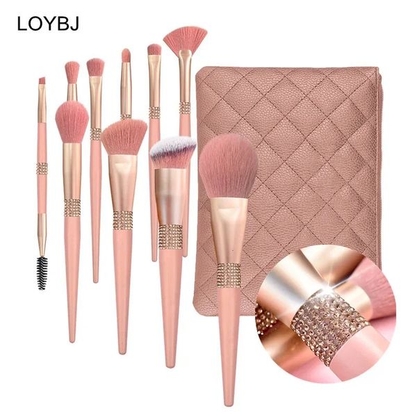 LOYBJ 10 diamond makeup brush set cosmetics mixing tool powder basic powder blusher high gloss eye shadow eyelash brush 241114