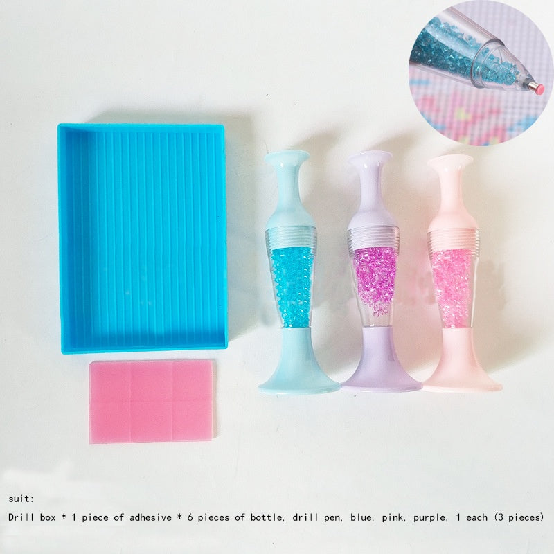 TEMU 10pcs 5d Diamond Painting Pen Set | Includes Drill Tray×1, Clay×6 & 3 Color Bottles Pens | For Diy, Nail Art, Vase Drilling & Embroidery