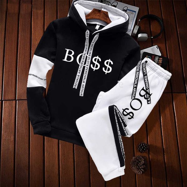Men&#039;s Tracksuits 2023 New Autumn and Winter Men&#039;s Clothing Hoodies+Trousers Two Piece Set Letter Printing Tracksuit Sweatshirt Jog