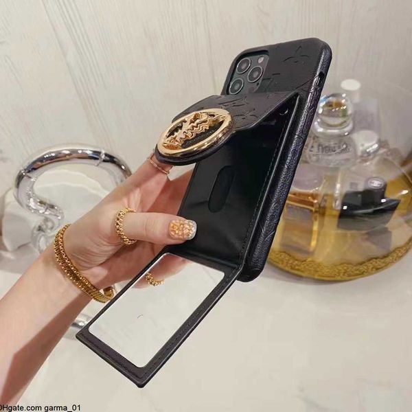 Cases Beautiful Phone for iPhone 15 14 13 12 11 Pro Max Crossbody Leather Card Wallet Mirror Designer Hi Quality Purse 18 17 16 15pro 14Pro