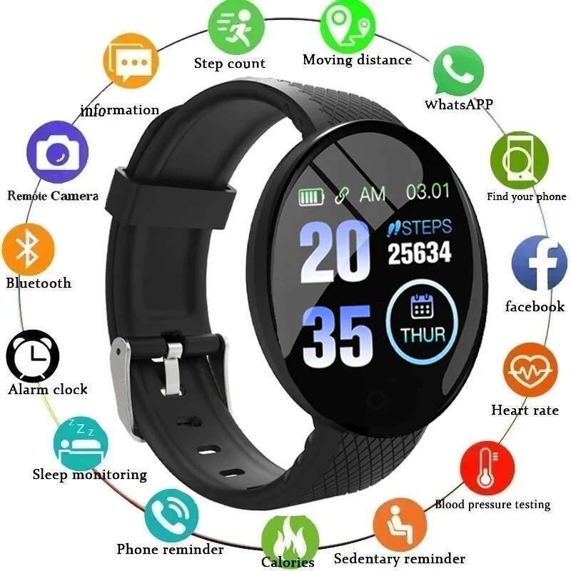 Bracelet Real Step Count Fashion Alarm Clock Bluetooth Music Fiess Tracker Sports Smart Watch for Ios Android D18