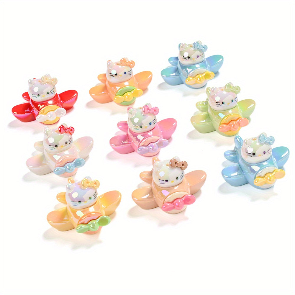 TEMU 6pcs Resin Beads In Of A For Hello Kitty , Suitable For Creative Making, Fashionable Necklaces, Earrings, Keychains, Bracelets, Accessories, Diy