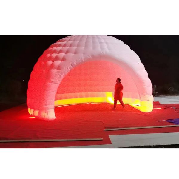 Commercial mobile LED inflatable half dome tent with built-in fan luna temporary Cocktail bar for party show