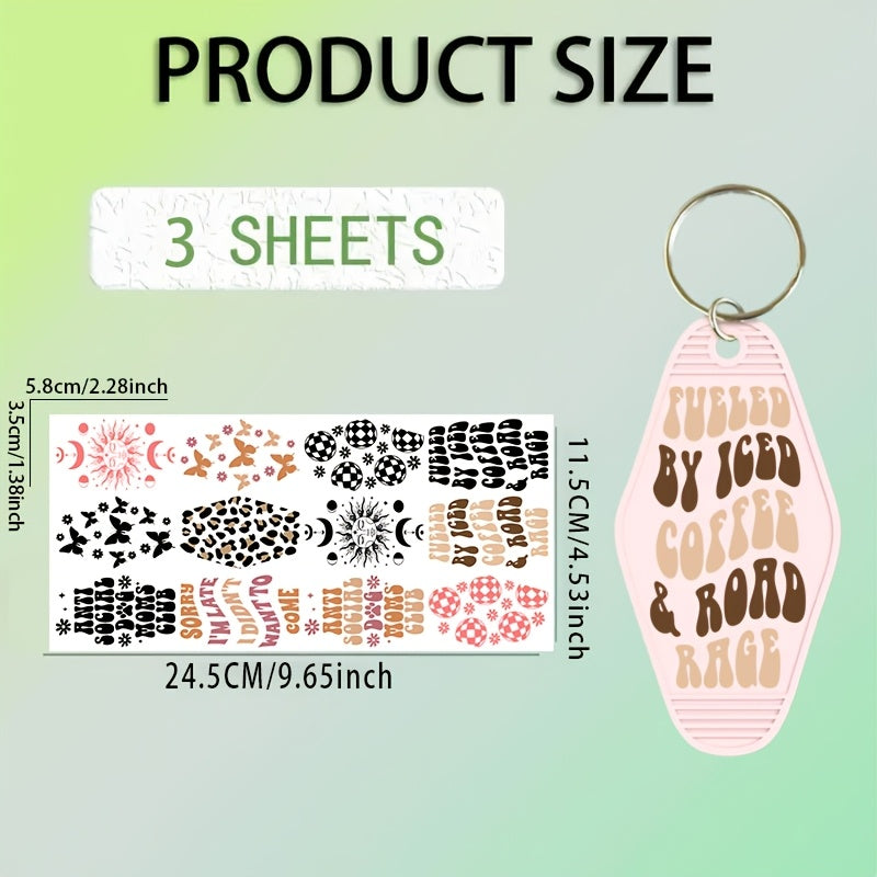 TEMU 36-pack Humorous Pvc Decals, Uv Dtf Iron-on Designs For Car, Motel Keychains, And Office Labels