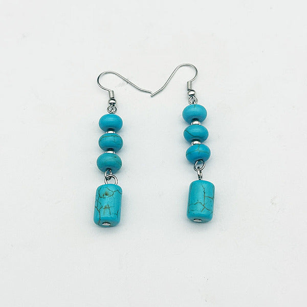 Boucles d'oreilles pendantes en turquoise synthétique et alliage
