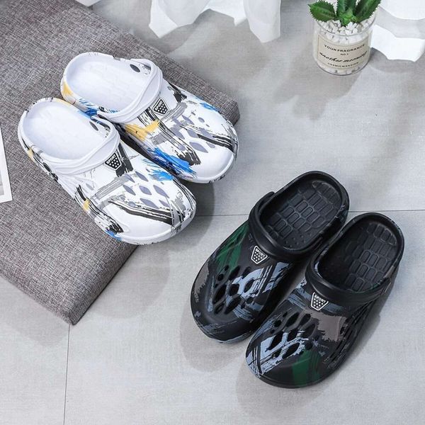 New Garden Fashion Printed Men&#039;s Soft Sole Home Slippers with Heel Sandals Outdoor Beach Shoes d0d19