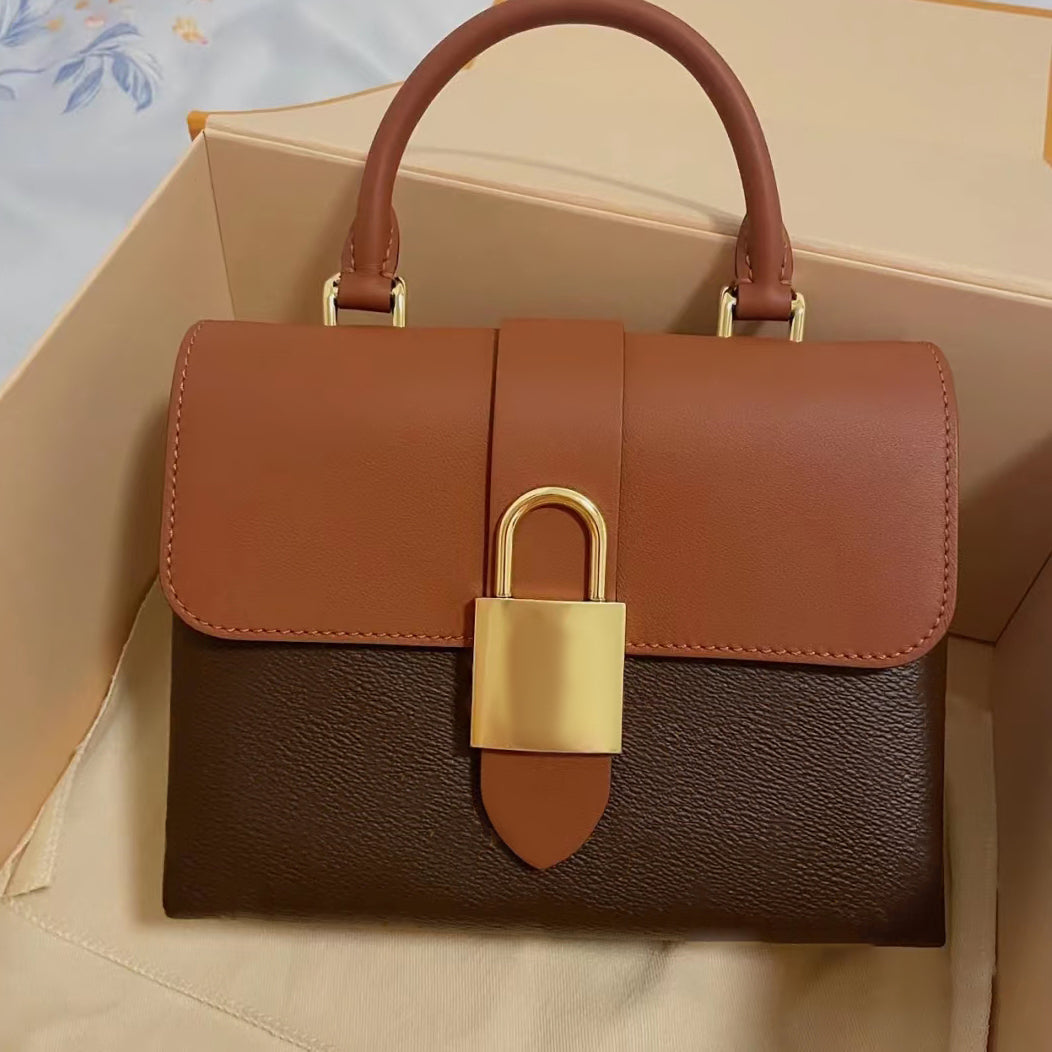 10a fashion women&#039;s designer messenger bags handbag purses letter brown flower Shoulder bag mirror quality leather men&#039;s clutch tote bag b