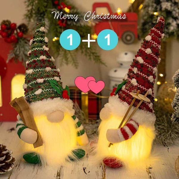 2024 Christmas Gift Doll Couple Led Night Light Sledge Elf Ski Home Xmas Decoration for 2025 New Year Valentine GiftXJ241212