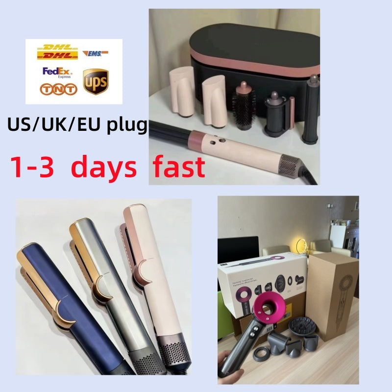 Negative ion Curling Iron 7 in 1 HS05 HT01 HD08 hair dryer hair straightener Multi-Functional Automatic Curling Iron high speed nural Hair Styling T
