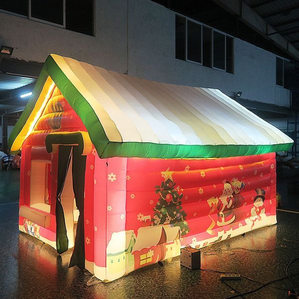 Outdoor Activities Christmas decoration led lighting inflatable Santa House party event cabin tent for sale 4545212