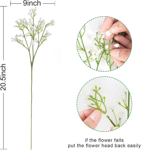 Baby Breathing Flower Artificial Batch 6 Gypsy Artificial White Flowers Fake Baby Breathing Real Touch Flower Brides W Y250114