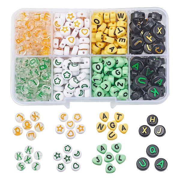 414 pièces 8 style coeur et perles acryliques rondes opaques-transparentes plates