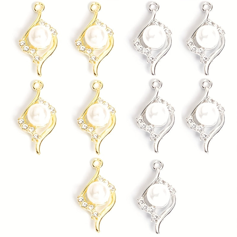 TEMU 10pcs-pack Simple Elegant Inlaid Geometric Pendants, Alloy Charms For Necklace And Earring Making Accessories