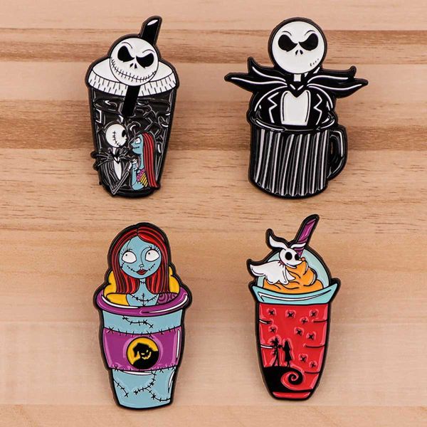 Christmas Skeleton Enamel Pin Coffee Brooch Pines Lapel Pins Badge on Backpack Cosplay Accessories Halloween Jewelry Toys Gifts Y240821