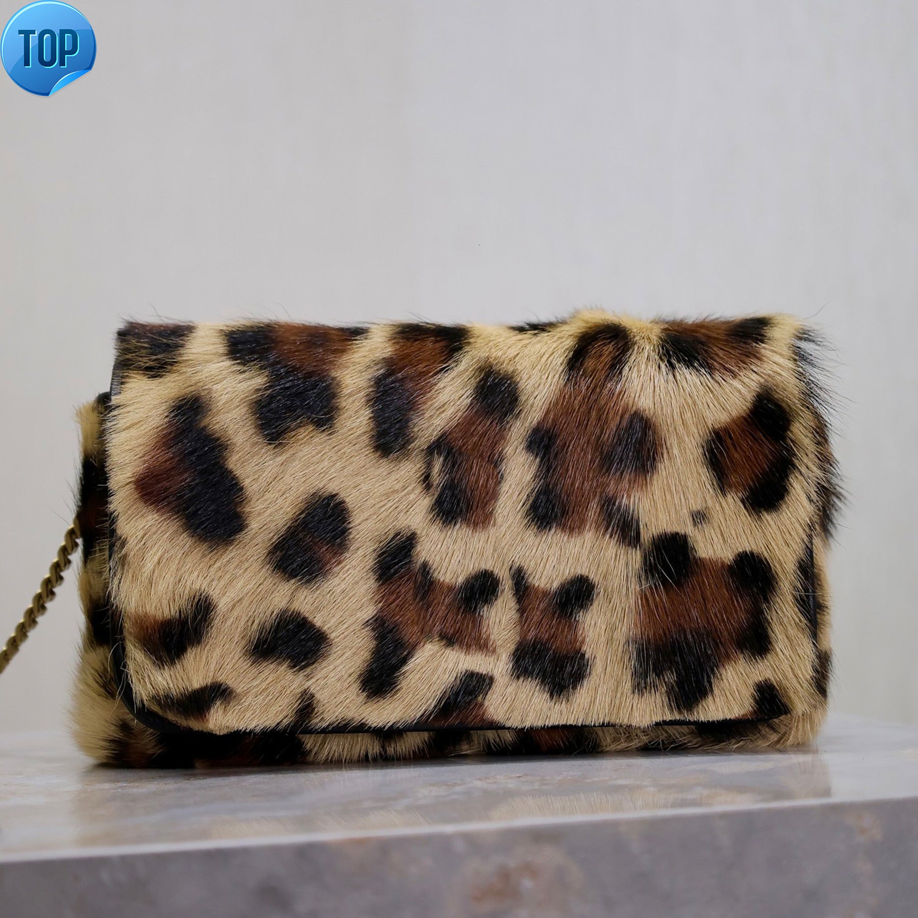 Top Quality Supple Pony Hair Chain Shoulder Bag Luxury Designer Genuine Leather Golden Hardware Crossbody Bag Magnetic Closure Handbag Women Casual