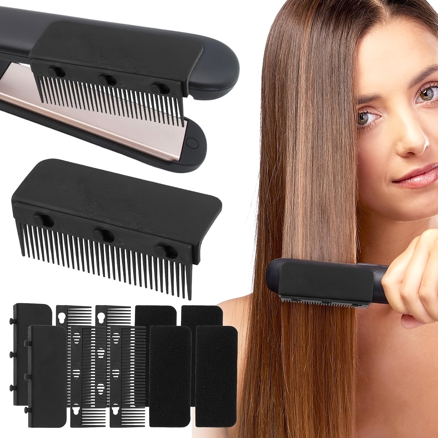 TEMU Flat Iron Comb Attachment, Clip-on Hair Straightener Comb Attachment For Flat Iron, Professional Or Home Use Compact Hair Styling Tool