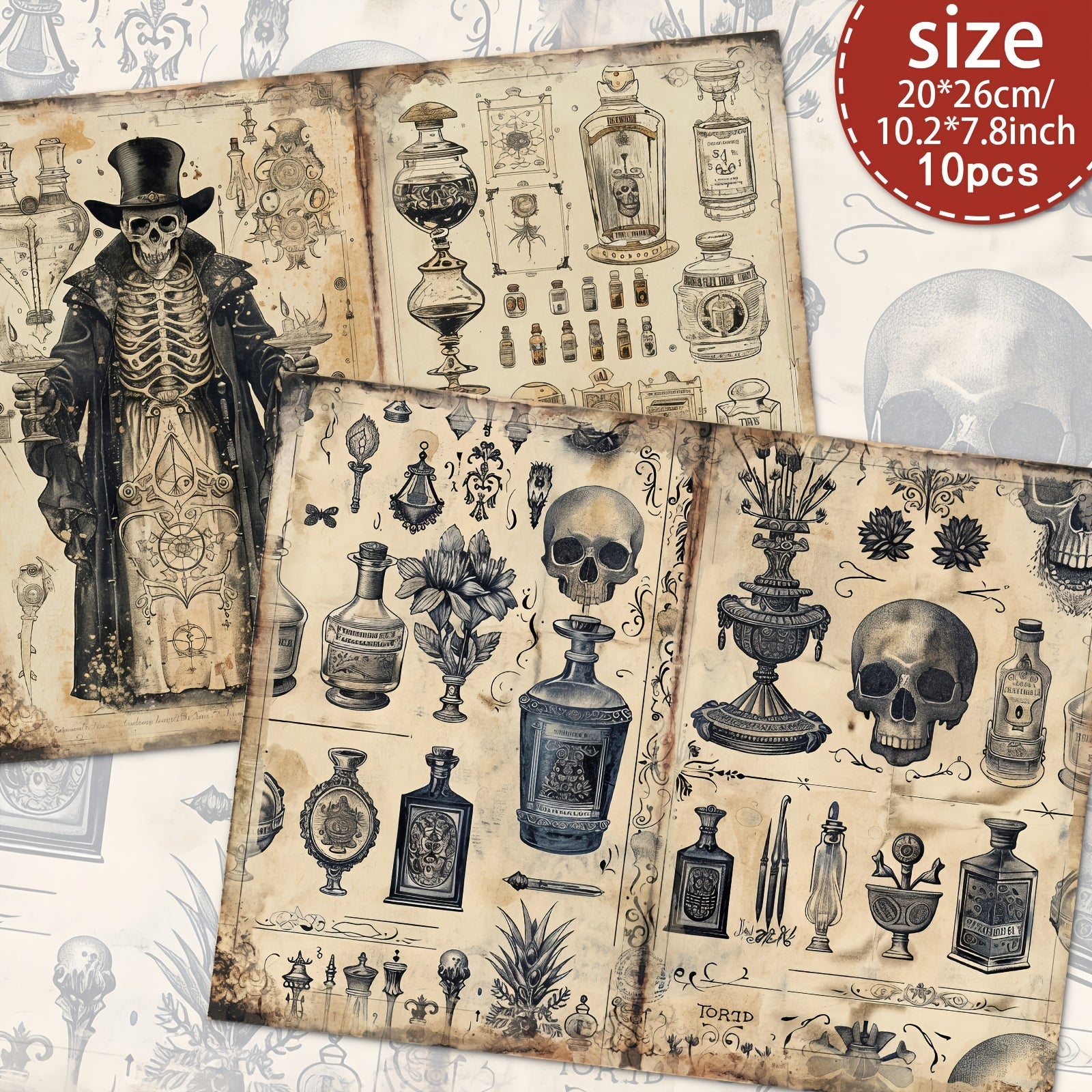 TEMU Asstss 10pcs Anniversary Vintage Body Anatomy Craft – Junk Journal Kit For Scrapbooking & Decorative Crafts, A4 Handcrafted Themed Paper For