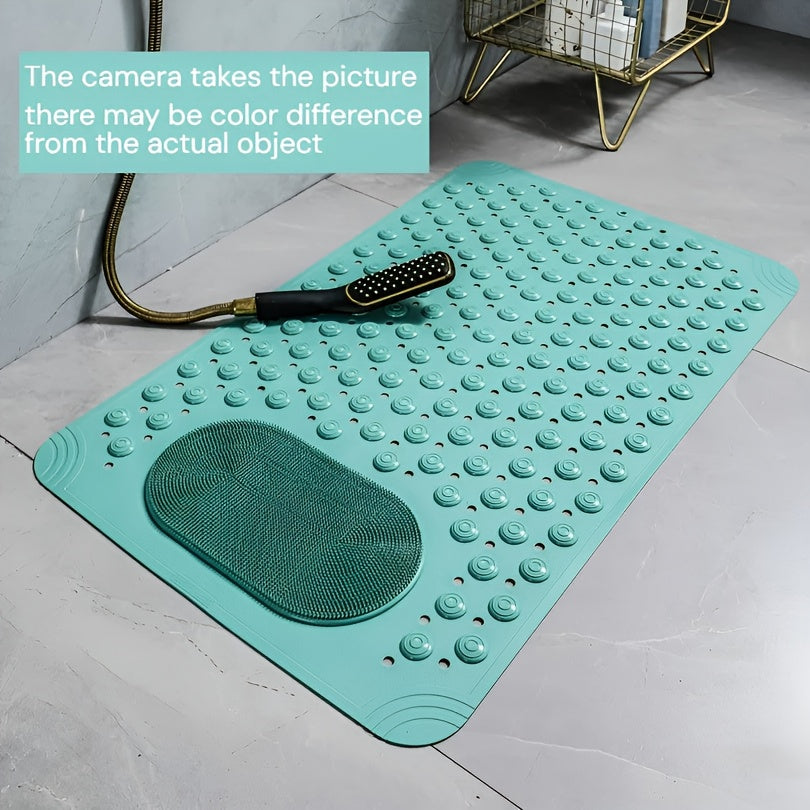TEMU [non-slip Bath Mat] Non-slip Light Blue 1pc Pvc Bath Mat With Massage | Rectangular, Polka , 0.31 Inch Thick, 2600 Gsm, Safety Shower And