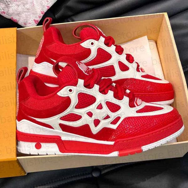 2025 Designer Sneaker Luxury Trainer Casual Shoes Calfskin Leather White Green Red Blue Letter Overlays Platform Fashion Luxury Low Sneakers