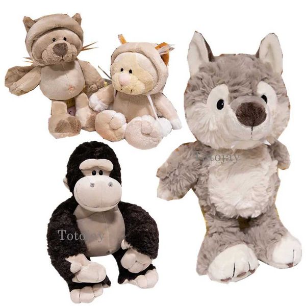Plush Dolls 25-50CM Cute Forest Animals Plush Toy Wolf Leopard Cat Orangutan Plushie Doll Stuffed Soft Accompany Toys Funny Birthday GiftY24