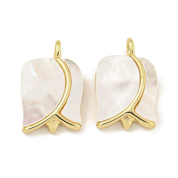 Messing Pavé Muschel Rose Blume Charms