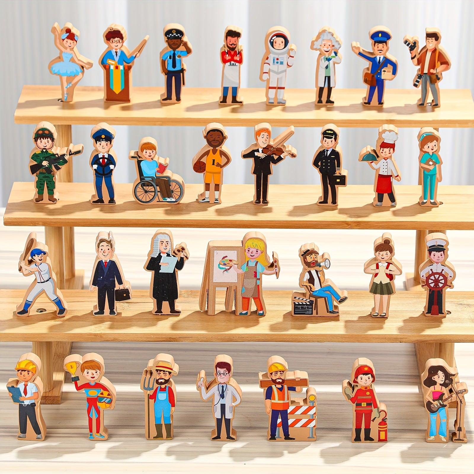 TEMU 30pcs Wooden Multicultural Career Wooden People Figures Small Diversity Professionals Wood Blocks For Play Games Educational Activity Supplies