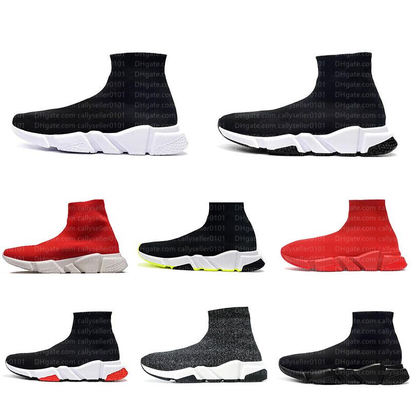 Designer Speed Trainer Paris Knitting Mesh Men Women Sock Shoes Runner Sock Boots High Platform Triple Black White Red Green Slip On Soft Casual Sne