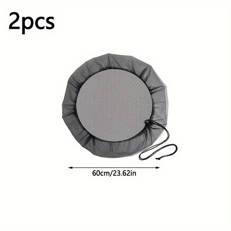 TEMU 2pcs Drawstring Rain Covers - Durable Polyester Mesh For Leaf & Protection, Ideal For Gardens, Lawns & Outdoor Spaces Rain Mesh Cover Patio Set