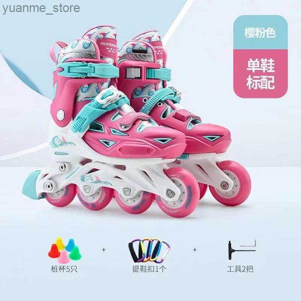 Inline Roller Skates Kids Skates Shoes Adjustable Beginner Girls Boys Single Row Inline Roller Skating Sneakers Protective Gear Set Y240410