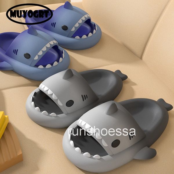 Women Man Shark 2023 Summer Home Anti-skid Solid Color Couple Parents Kids Outdoor Cool Indoor Household Funny Slippers d7b0