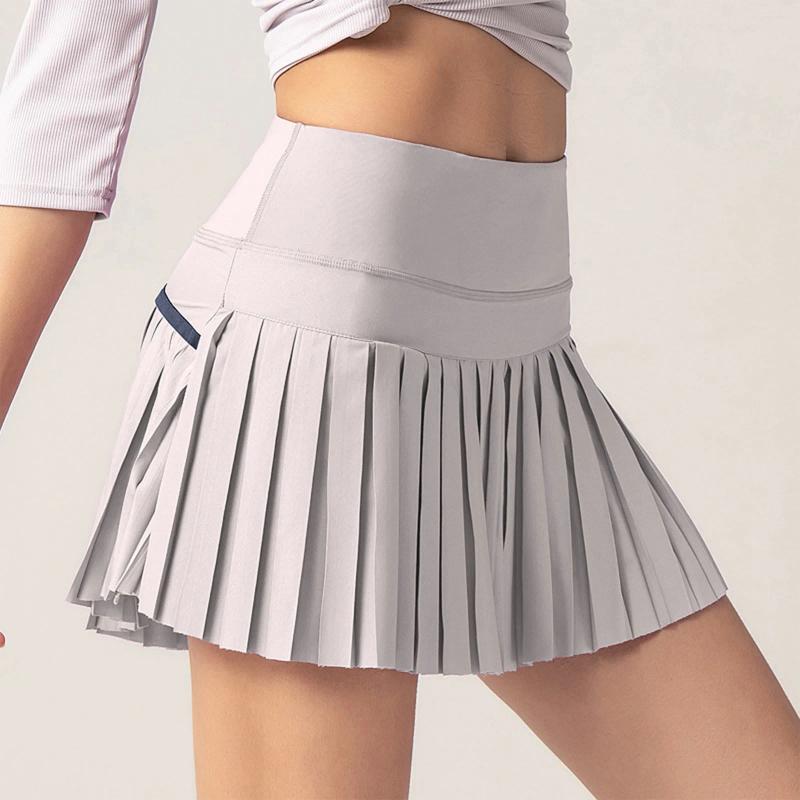 Skirts Women&#039;s Quick Dry Running Fitness Skirt Pants Loose False Two Piece Solid Colour Pleated Tennis Sports Half Body
