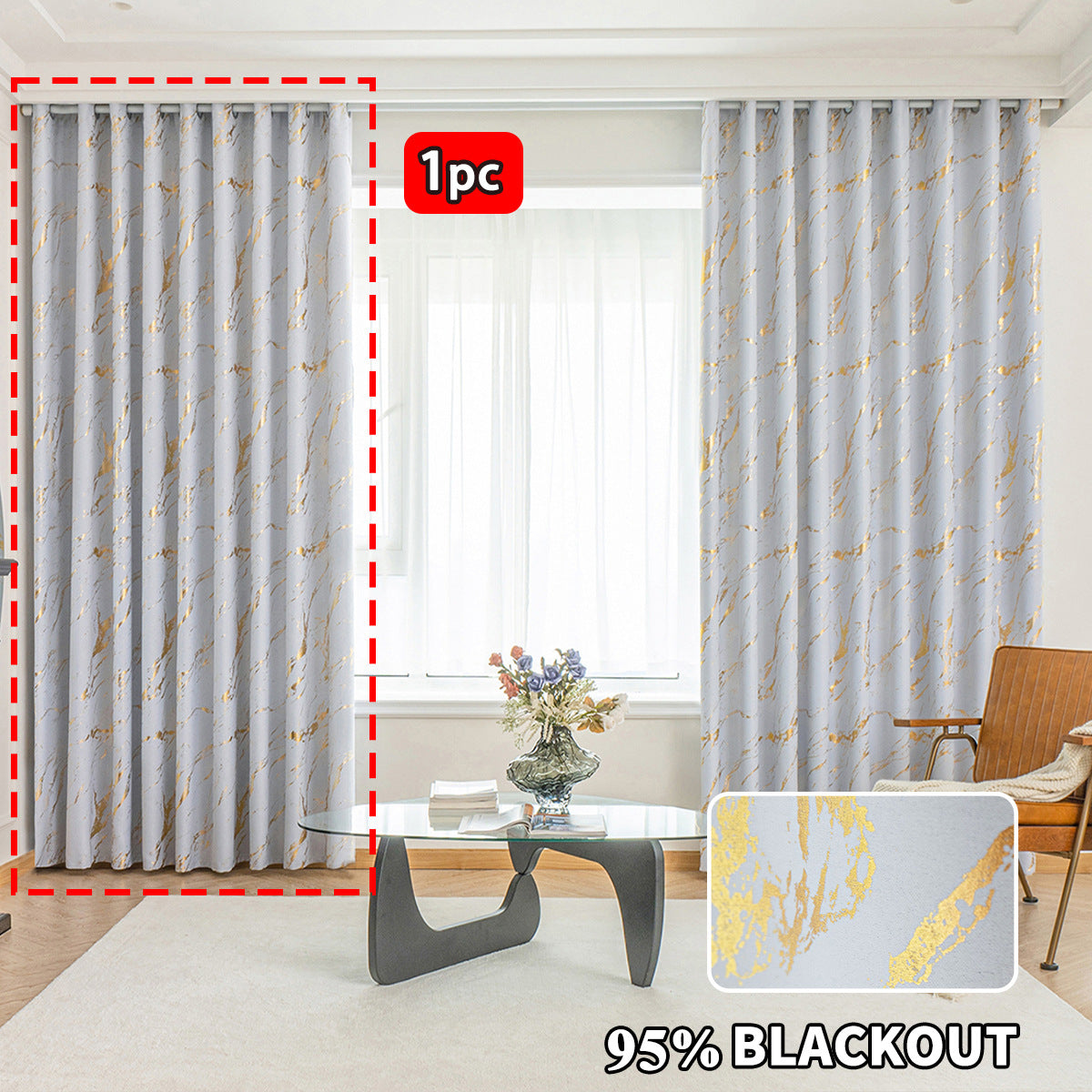 YL-37104 cross-border hot stamping and silver marble high-precision blackout curtain punching living room sunscreen finished curtain
