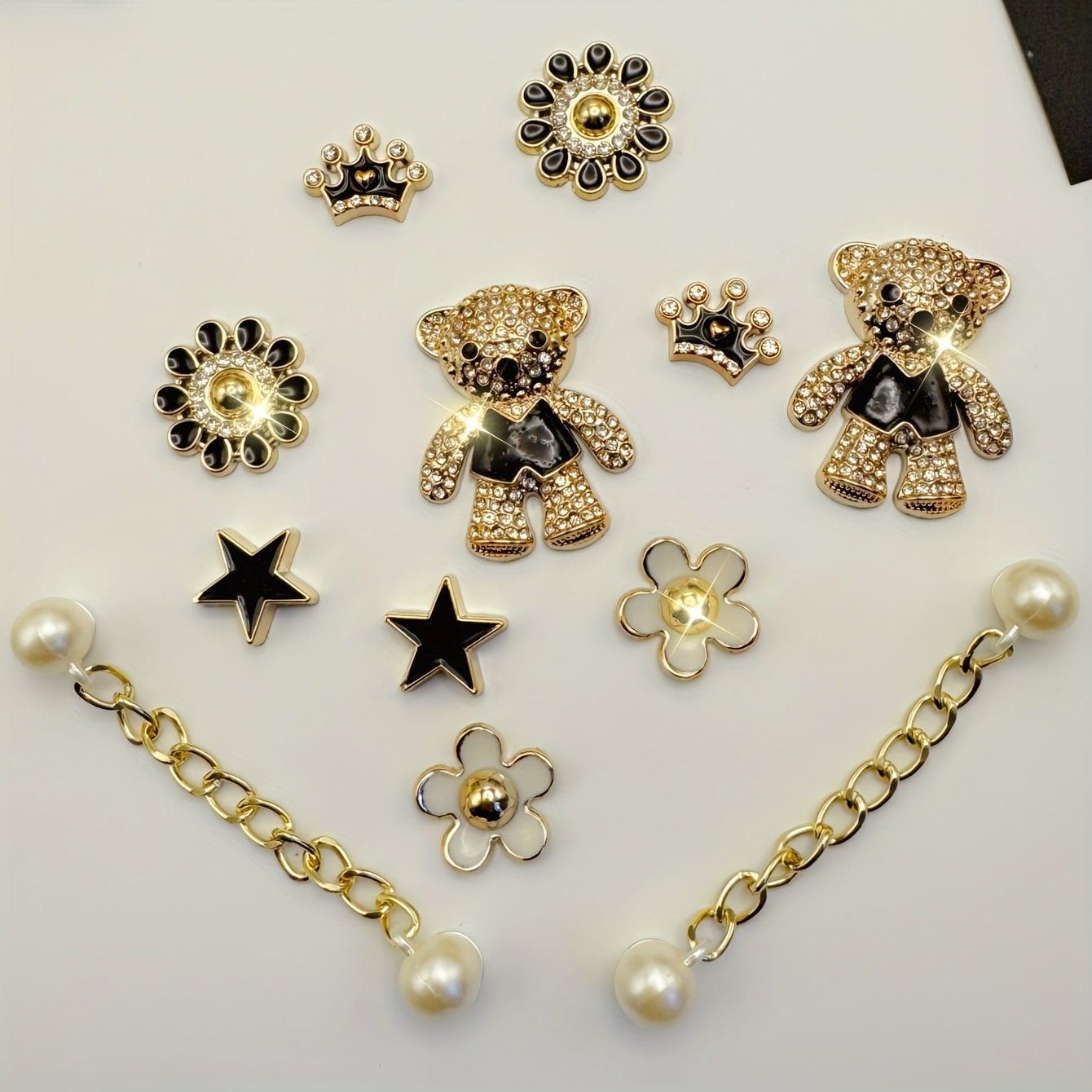 TEMU 12pcs Fashionable Bear Chain Set Diy Shoe Charms For Sandals, Garden Shoes, Etc., Holiday Gift