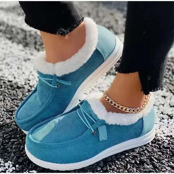 Women Warm Loafers Winter New Plush Ankle Snow Boots Flats Female Casual Cotton Ladies Solid Round Toe Sports Shoes