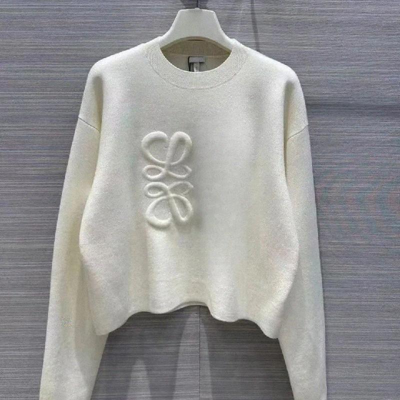 2025 New Sweaters Designer Women Jumper Knit Sweater Clothes Fashion Pullover Female Autumn Winter Clothing White Sleeves Elegant Casual Tops