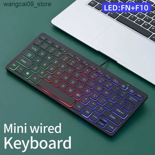 Keyboards M70 Slim Keyboard Wired APAYADO Mini Dazzling Color Keyboard Character Translucent Keyca Bass Click RGB J241218