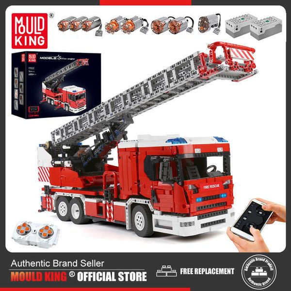 Mold King 17022 Boys&#039; Technical Building Application RC Electric Fire Ladder Truck Kit Model Brick Children&#039;s Toy Gift
