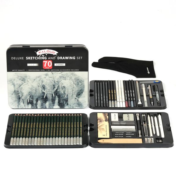 Pencils 33-50-70 Pieces Drawing Sketching Set Graphite Charcoal Pencil Wood Supplies Artist 230317